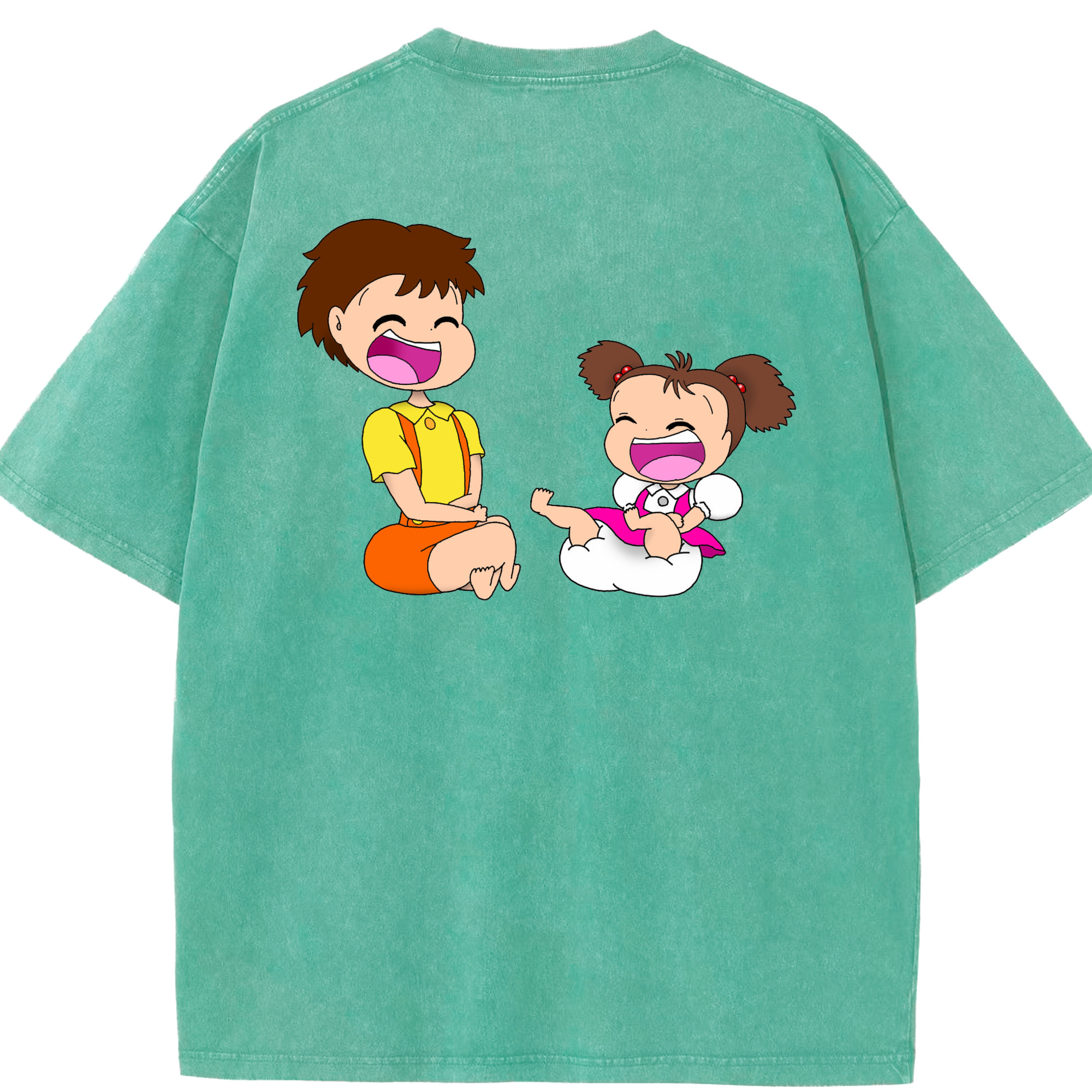 （画像用） となりのトトロ 草壁メイ 草壁サツキ My Neighbor Totoro Satsuki Kusakabe Mei Kusakabe 綿100% ヴィンテージ風 半袖Tシャツ（背面プリント）